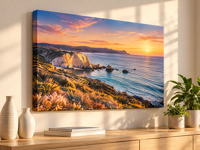Coastal landscape printed on canvas