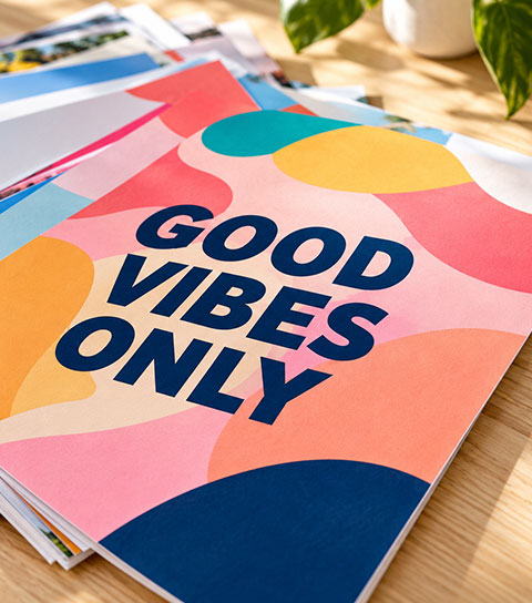 Colourful Good Vibes Only poster print